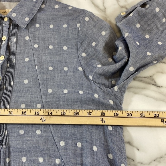 Isabella Sinclair Shirt Dress Womens Size Medium Polka Dot 100%‎ Cotton Chambray - Picture 10 of 12